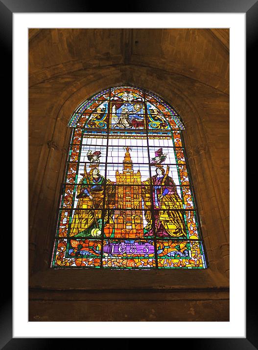 Stained Glass Window in Seville Cathedral Framed Mounted Print by Tony Murtagh