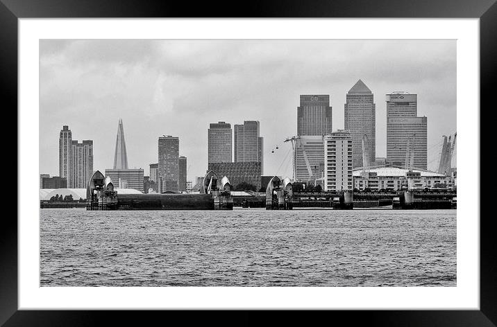 London skyline from the Thames Framed Mounted Print by Robert Cane