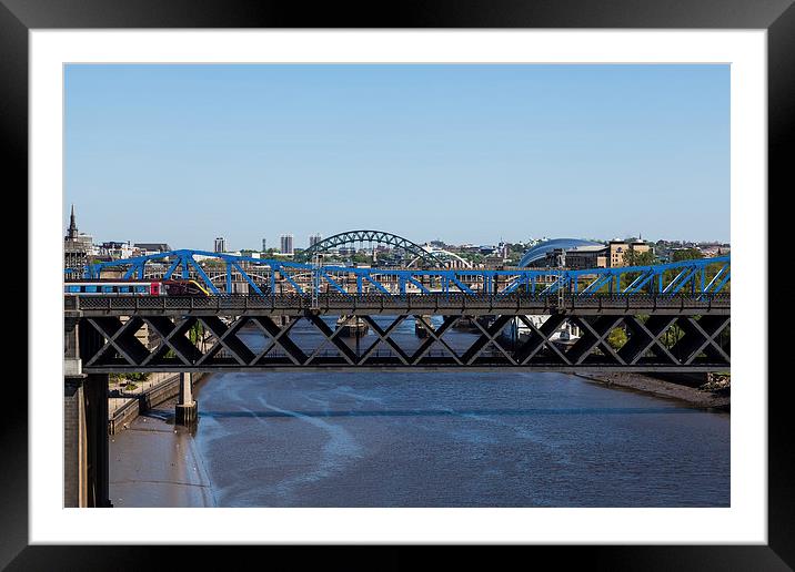 Bridges of Newcastle on Tyne Framed Mounted Print by Gary Finnigan