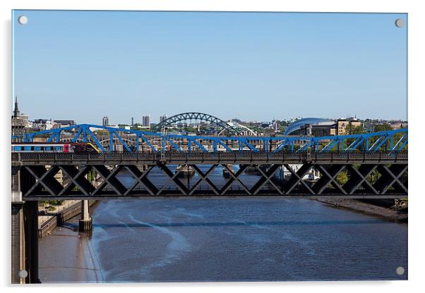 Bridges of Newcastle on Tyne Acrylic by Gary Finnigan
