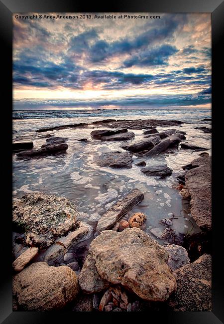 Western Australia Rocky Beach at Sunset Framed Print by Andy Anderson