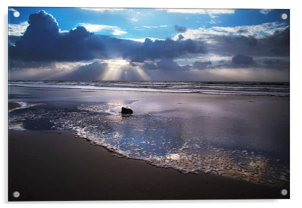 Amroth beach sunrise Acrylic by Simon West