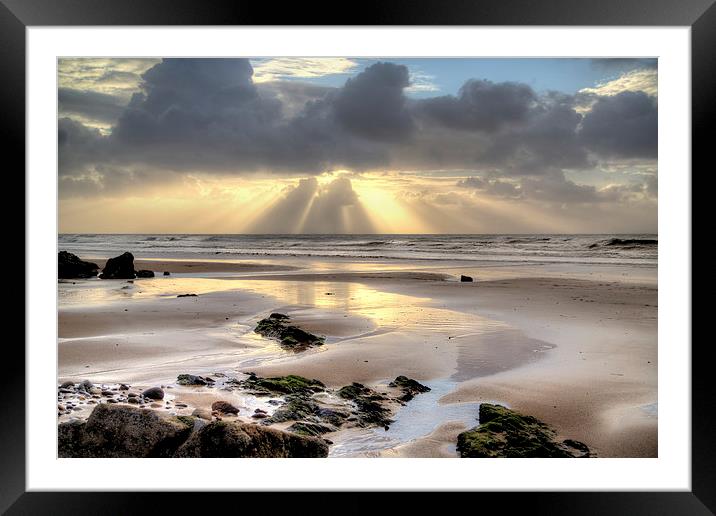 Amroth beach sunrise 2 Framed Mounted Print by Simon West
