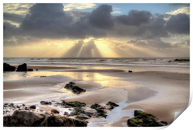 Amroth beach sunrise 2 Print by Simon West