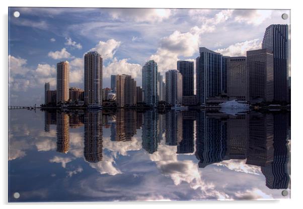 Miami Skyline Acrylic by Robert Pettitt