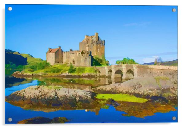 Eilean Donan Watercolour effect Acrylic by Chris Thaxter