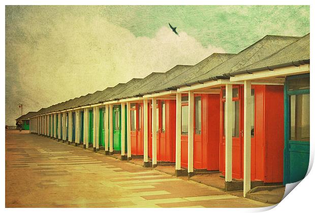 Lincolnshire Beach Huts Print by Lesley Mohamad