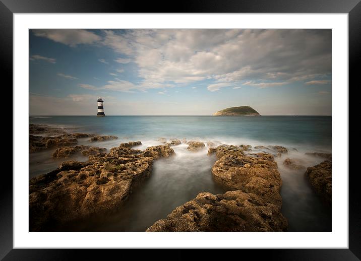 Trwyn Du Lighthouse - Penmon Point Framed Mounted Print by Eddie John