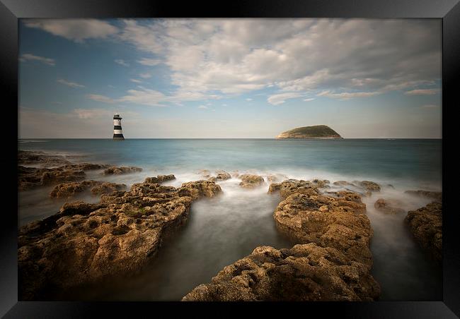 Trwyn Du Lighthouse - Penmon Point Framed Print by Eddie John