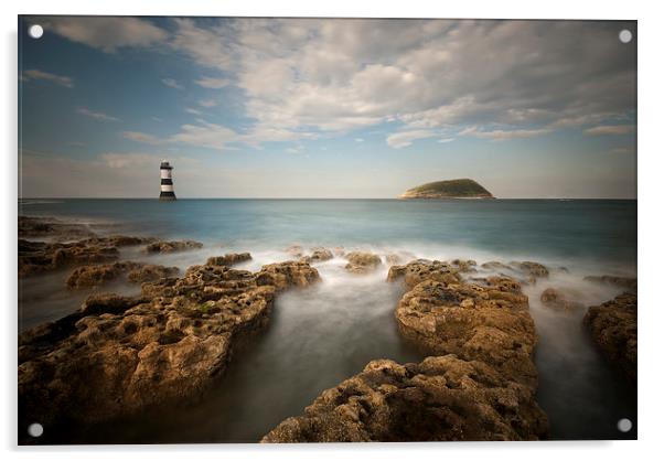 Trwyn Du Lighthouse - Penmon Point Acrylic by Eddie John