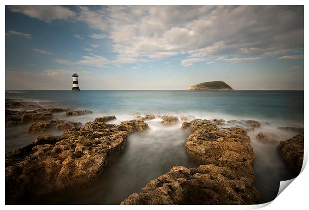 Trwyn Du Lighthouse - Penmon Point Print by Eddie John