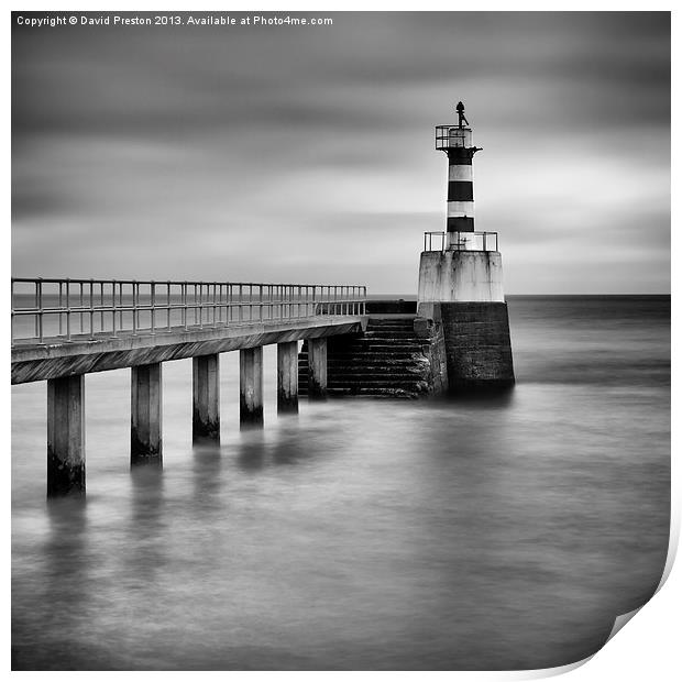Amble Pier light Print by David Preston