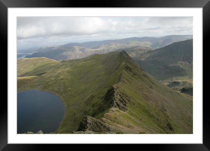 Striding Edge Lake District Framed Mounted Print by mark blower