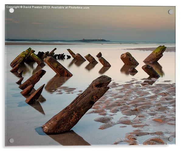 Wreck on Bamburgh Beach Acrylic by David Preston