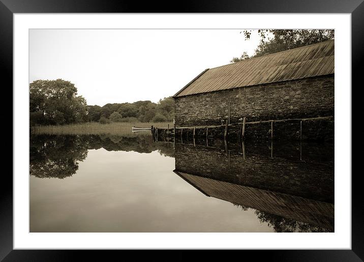 Boathouse reflection Framed Mounted Print by Aaron Fleming