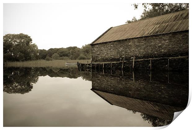 Boathouse reflection Print by Aaron Fleming