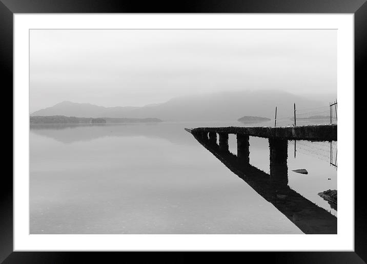 Misty morning over lake Framed Mounted Print by Aaron Fleming