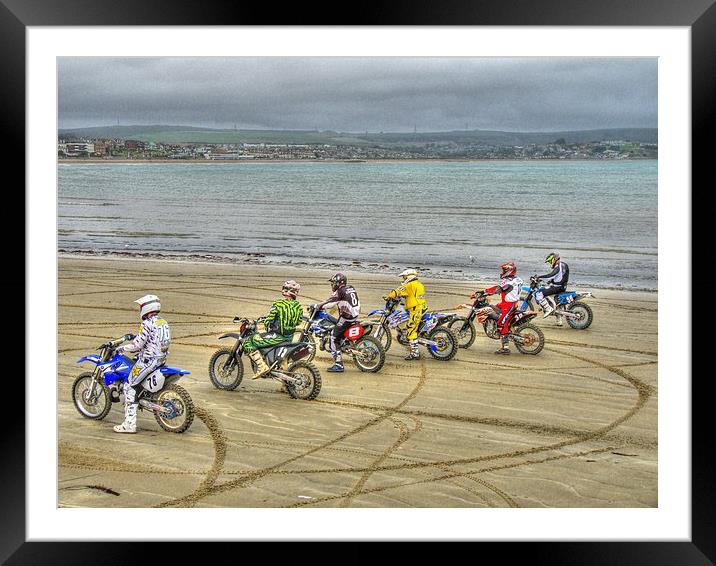 Motocross On The Beach Framed Mounted Print by Nicola Clark