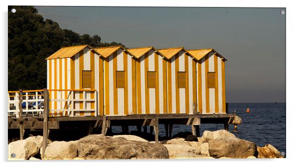 Yellow Beach Huts - sorrento Acrylic by Peter Elliott 