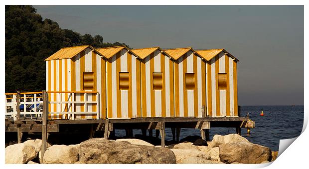 Yellow Beach Huts - sorrento Print by Peter Elliott 