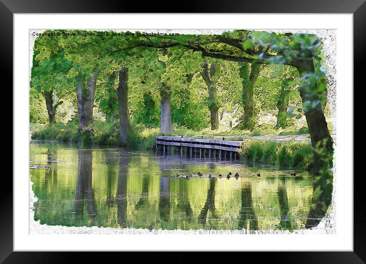 Canal Watercolour Framed Mounted Print by Steve Hughes