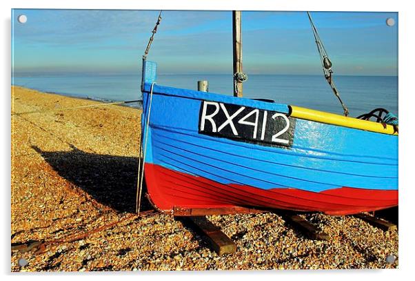 Greatstone beach, Fishing Boat Acrylic by Robert Cane