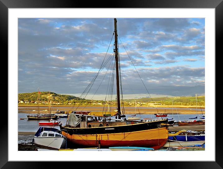 Boats on Conwy Quay Framed Mounted Print by leonard alexander