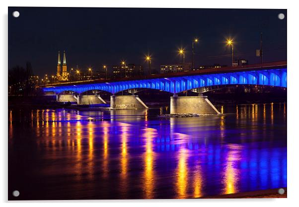 Blue bridge - Warsaw Acrylic by Robert Parma