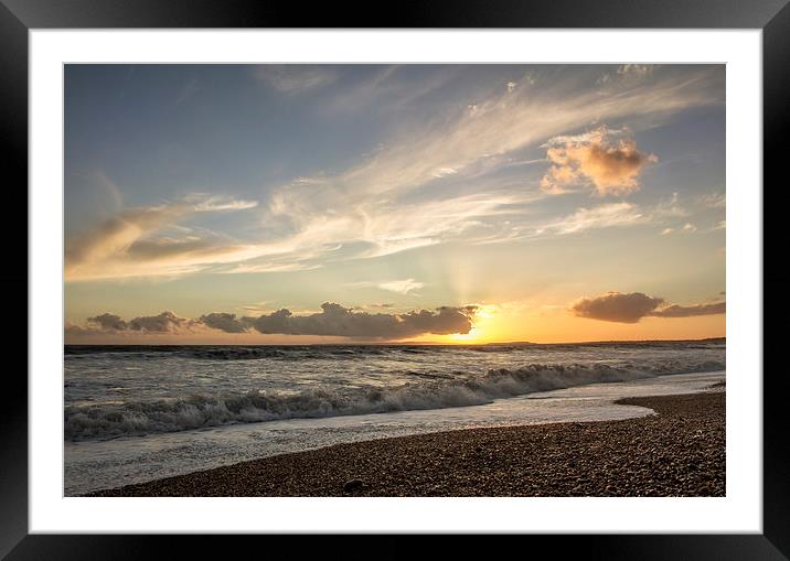 Sunset Milford Beach Framed Mounted Print by Ian Jones