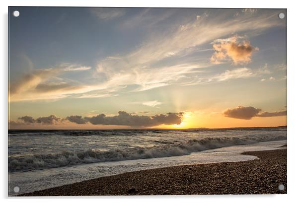 Sunset Milford Beach Acrylic by Ian Jones