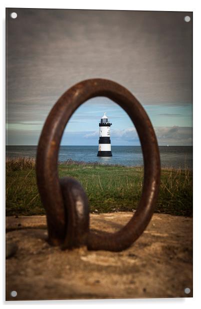 Trwyn Du Lighthouse Acrylic by Sean Wareing