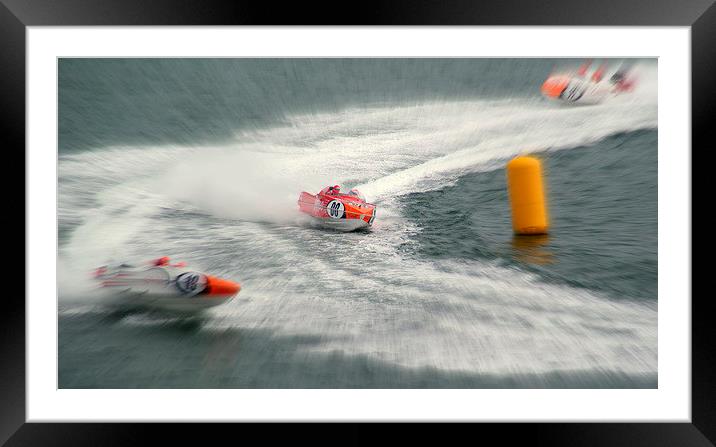 Power Boat Racing Plymouth Sound Framed Mounted Print by Peter F Hunt