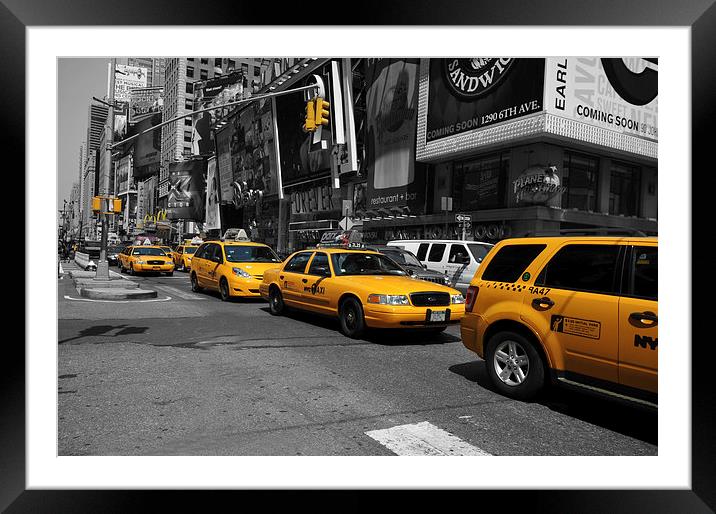 Yellow Cabs Framed Mounted Print by Randi Grace Nilsberg