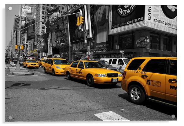 Yellow Cabs Acrylic by Randi Grace Nilsberg
