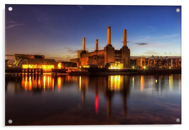 Battersea Twilight Acrylic by Ian Hufton