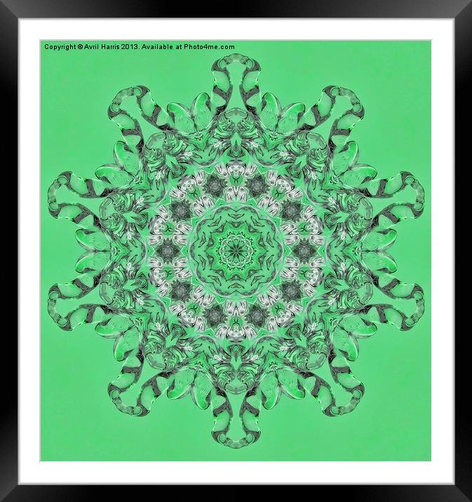 Kaleidoscope of mint green icicles Framed Mounted Print by Avril Harris