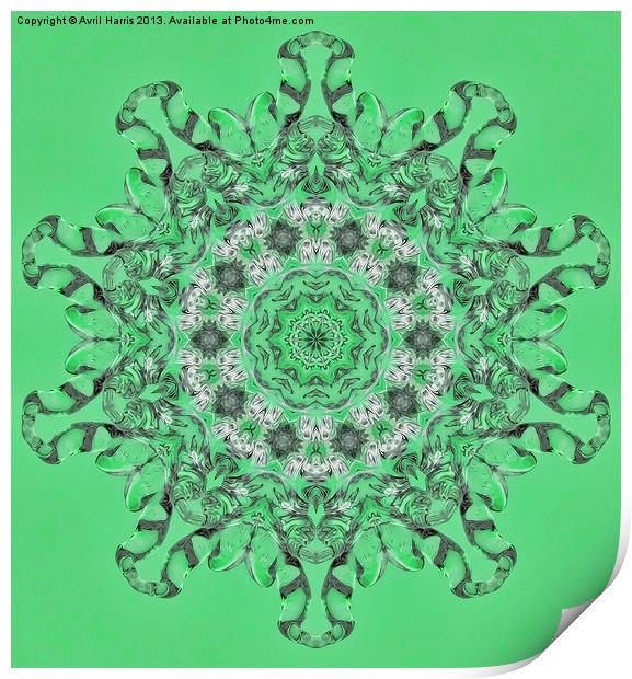 Kaleidoscope of mint green icicles Print by Avril Harris