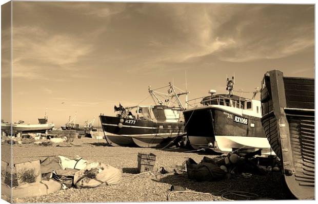 Assorted Fishing Boats Canvas Print by Malcolm Snook