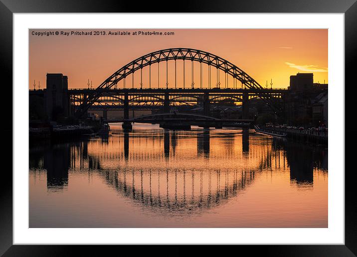 Tyne Bridge At Sunset Framed Mounted Print by Ray Pritchard