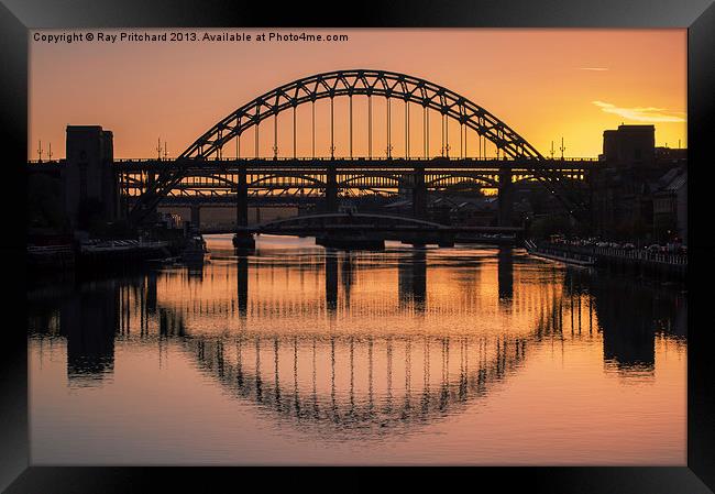 Tyne Bridge At Sunset Framed Print by Ray Pritchard