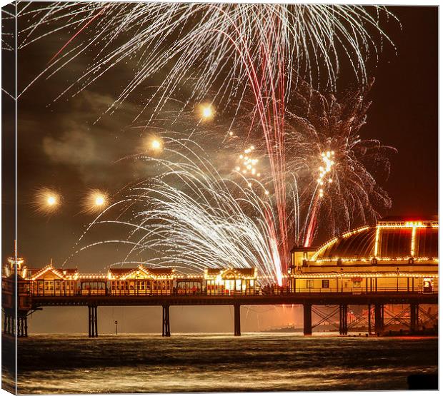 Eastbourne Pier Fireworks Canvas Print by Matthew Silver
