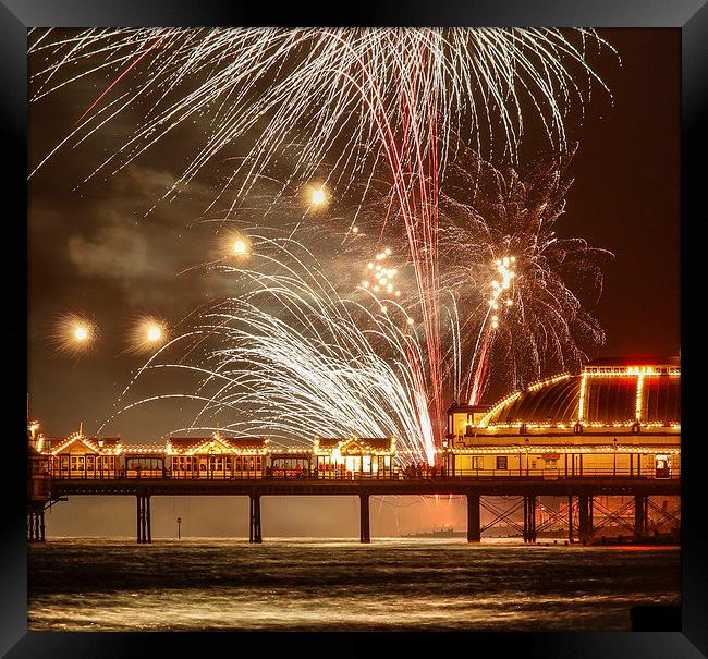 Eastbourne Pier Fireworks Framed Print by Matthew Silver