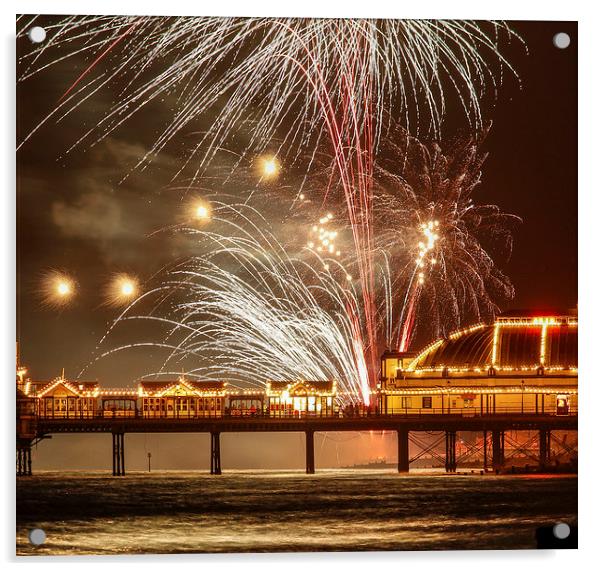 Eastbourne Pier Fireworks Acrylic by Matthew Silver