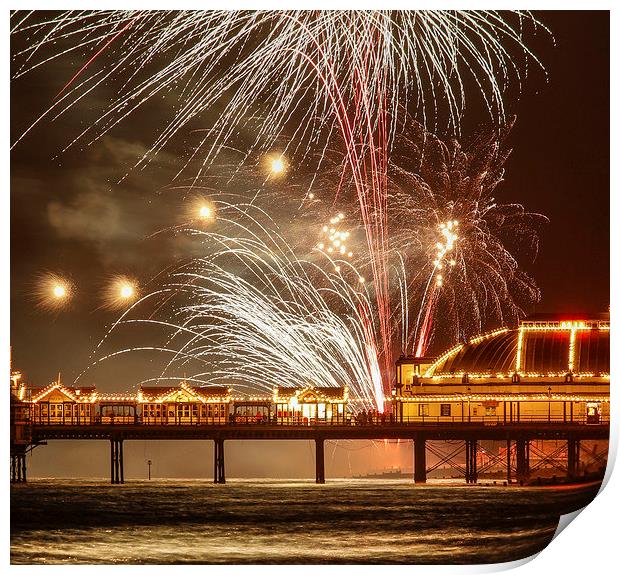 Eastbourne Pier Fireworks Print by Matthew Silver
