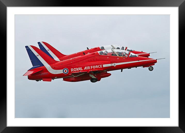 Red Arrows pair takeoff Framed Mounted Print by Rachel & Martin Pics
