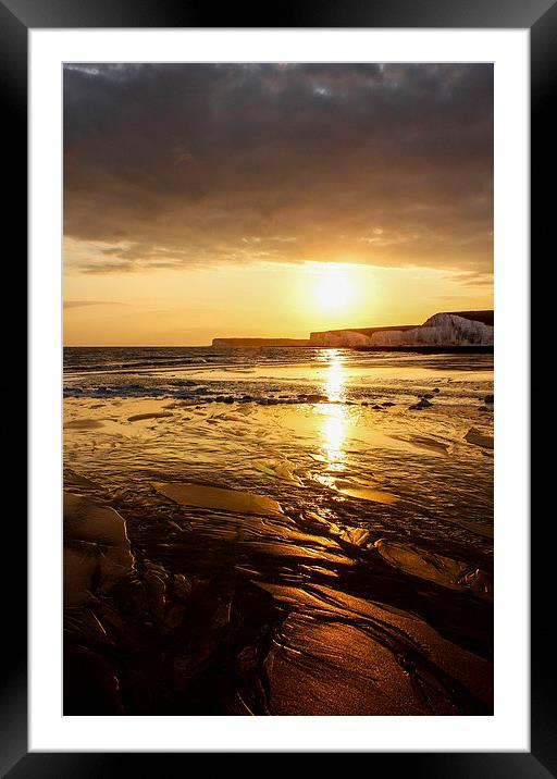 Sunset over Birling Gap Framed Mounted Print by Matthew Silver