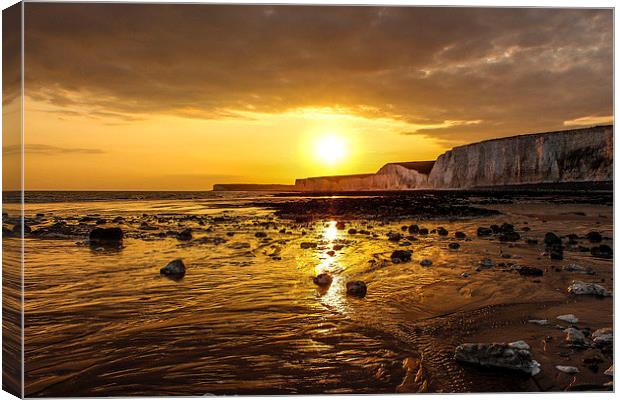 Sunset, Birling Gap, East Sussex Canvas Print by Matthew Silver