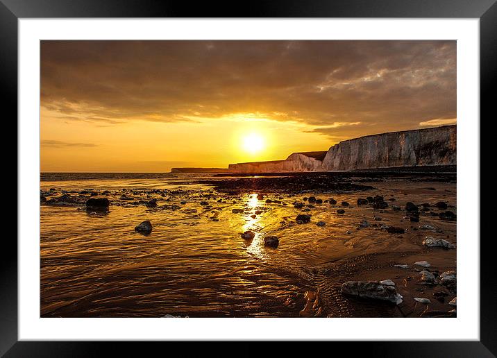 Sunset, Birling Gap, East Sussex Framed Mounted Print by Matthew Silver