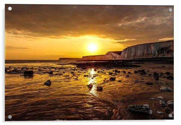 Sunset, Birling Gap, East Sussex Acrylic by Matthew Silver
