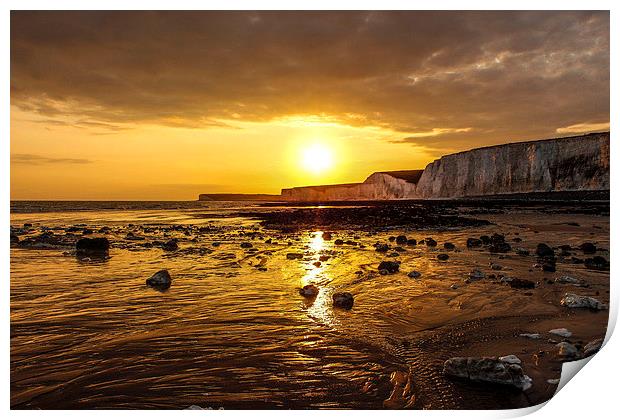 Sunset, Birling Gap, East Sussex Print by Matthew Silver